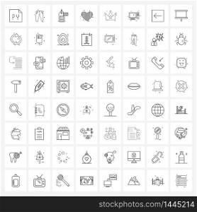 Pixel Perfect Set of 64 Vector Line Icons such as king, crown, sale tag, valentine&rsquo;s day, love Vector Illustration