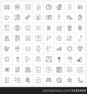 Pixel Perfect Set of 64 Vector Line Icons such as outdoor, healthy, cover, clock, security Vector Illustration