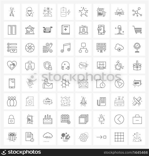 Pixel Perfect Set of 64 Vector Line Icons such as shape, star design, startup, star, negative Vector Illustration