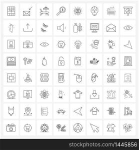 Pixel Perfect Set of 64 Vector Line Icons such as skull, focus, deck, eye ball, search Vector Illustration