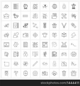Pixel Perfect Set of 64 Vector Line Icons such as travelling, party, mirror, soda, soft Vector Illustration