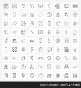 Pixel Perfect Set of 81 Vector Line Icons such as advertising, signal, connection, internet, sharing Vector Illustration