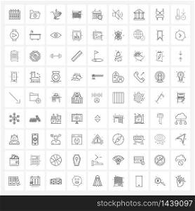 Pixel Perfect Set of 81 Vector Line Icons such as date, calendar, luggage, web, internet Vector Illustration