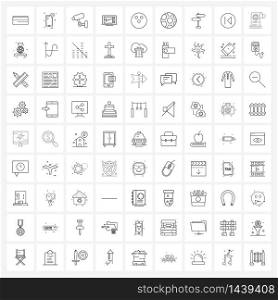 Pixel Perfect Set of 81 Vector Line Icons such as football, bowling, camera, boll, medical Vector Illustration