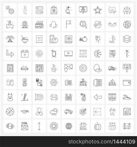 Pixel Perfect Set of 81 Vector Line Icons such as hand, sale, heart, shopping, on off Vector Illustration