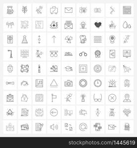 Pixel Perfect Set of 81 Vector Line Icons such as mail, tick, vehicle, suitcase, bag Vector Illustration