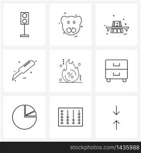 Pixel Perfect Set of 9 Vector Line Icons such as deal, black Friday, vehicle, stationary, paper cutter Vector Illustration