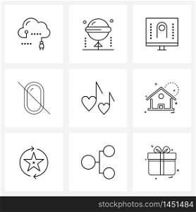 Pixel Perfect Set of 9 Vector Line Icons such as graphic, constrain, sugar, interaction, gesture Vector Illustration