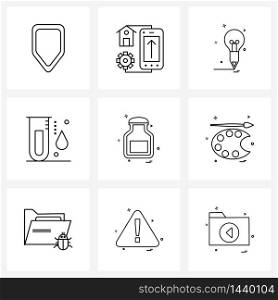Pixel Perfect Set of 9 Vector Line Icons such as medical, research, pen, medicine, blood Vector Illustration