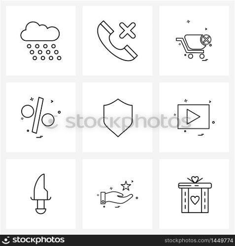 Pixel Perfect Set of 9 Vector Line Icons such as safety, education, parcel, math&rsquo;s, percent Vector Illustration