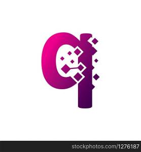 Pixel Q Letter Logo design, Creative Vector Template symbol