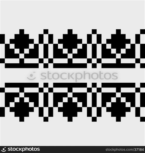 Pixel seamless pattern, illustration of a geometric decorative motif inspired by traditional art form Sibiu area, Romania