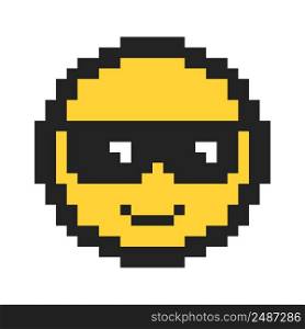 Pixel smile icon with glasses
