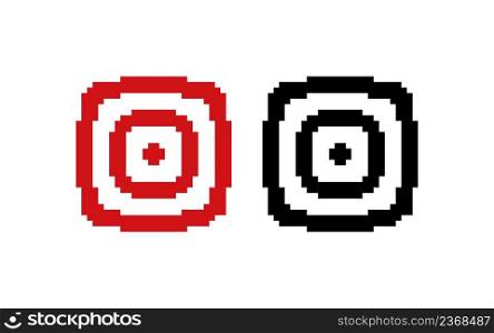 Pixel target icon. Achieving bussines goals illustration symbol. Sign 8bit game vector flat. 