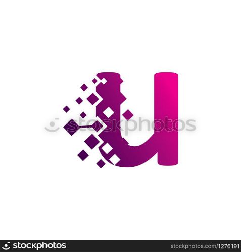 Pixel U Letter Logo design, Creative Vector Template symbol