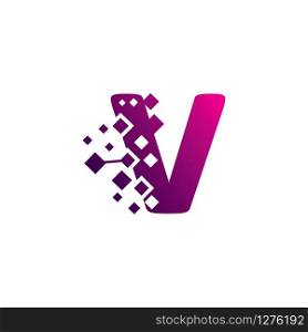 Pixel V Letter Logo design, Creative Vector Template symbol