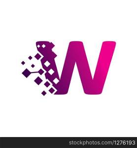 Pixel W Letter Logo design, Creative Vector Template symbol