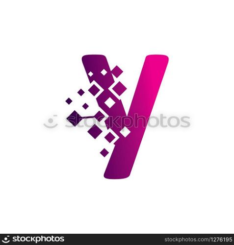Pixel Y Letter Logo design, Creative Vector Template symbol