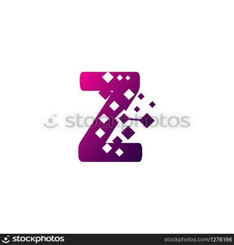 Pixel Z Letter Logo design, Creative Vector Template symbol