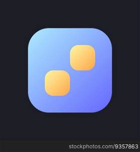 Pixelated transition effect flat gradient fill ui icon for dark theme. Filmmaking technology. Pixel perfect color pictogram. GUI, UX design on black space. Vector isolated RGB illustration. Pixelated transition effect flat gradient fill ui icon for dark theme