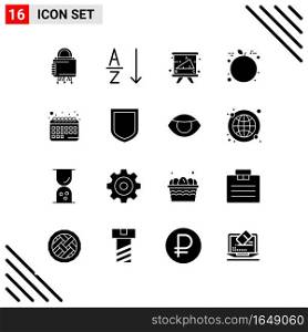 Pixle Perfect Set of 16 Solid Icons. Glyph Icon Set for Webite Designing and Mobile Applications Interface.. Creative Black Icon vector background