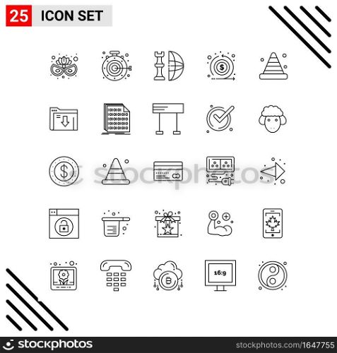 Pixle Perfect Set of 25 Line Icons. Outline Icon Set for Webite Designing and Mobile Applications Interface.. Creative Black Icon vector background