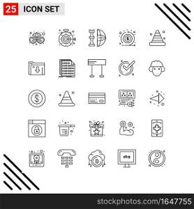 Pixle Perfect Set of 25 Line Icons. Outline Icon Set for Webite Designing and Mobile Applications Interface.. Creative Black Icon vector background