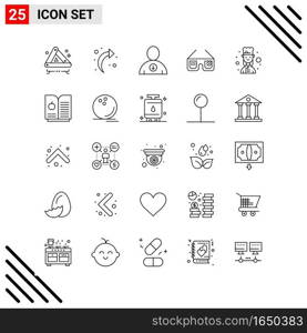 Pixle Perfect Set of 25 Line Icons. Outline Icon Set for Webite Designing and Mobile Applications Interface.. Creative Black Icon vector background