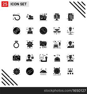 Pixle Perfect Set of 25 Solid Icons. Glyph Icon Set for Webite Designing and Mobile Applications Interface.. Creative Black Icon vector background