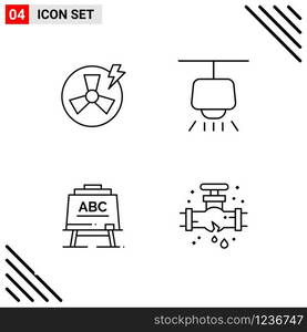 Pixle Perfect Set of 4 Line Icons. Outline Icon Set for Webite Designing and Mobile Applications Interface.. Creative Black Icon vector background