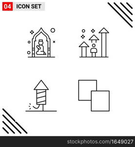 Pixle Perfect Set of 4 Line Icons. Outline Icon Set for Webite Designing and Mobile Applications Interface.. Creative Black Icon vector background