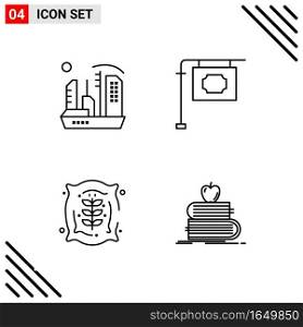 Pixle Perfect Set of 4 Line Icons. Outline Icon Set for Webite Designing and Mobile Applications Interface.. Creative Black Icon vector background