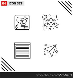 Pixle Perfect Set of 4 Line Icons. Outline Icon Set for Webite Designing and Mobile Applications Interface.. Creative Black Icon vector background