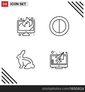 Pixle Perfect Set of 4 Line Icons. Outline Icon Set for Webite Designing and Mobile Applications Interface.. Creative Black Icon vector background