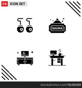 Pixle Perfect Set of 4 Solid Icons. Glyph Icon Set for Webite Designing and Mobile Applications Interface.. Creative Black Icon vector background