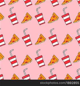 pizza and drink seamless pattern foods