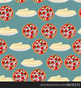 Pizza and pasta-national food of Italy Seamless pattern. Vector background food