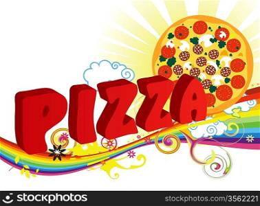 Pizza and rainbow for design