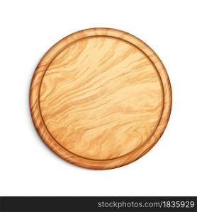 Pizza Board Accessory For Food Top View Vector. Round Wooden Pizza Board In Circular Shape Tray For Tasty Fresh Cooked Nutrition. Wood Desk For Meal Mockup Realistic 3d Illustration. Pizza Board Accessory For Food Top View Vector