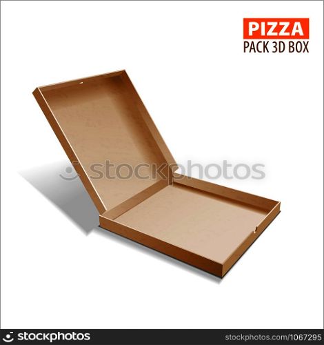 Pizza box packing. 3D boxicon illustration.. Pizza box packing