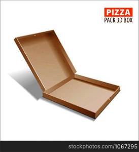 Pizza box packing. 3D boxicon illustration.. Pizza box packing