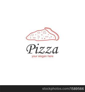 Pizza cafe logo, pizza icon, emblem for fast food restaurant. Simple flat style pizza logo on white background