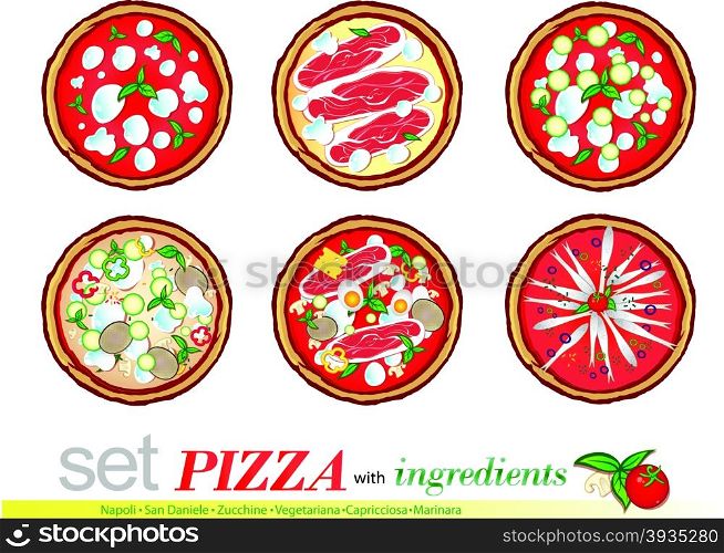 pizza cartoon set . pizza cartoon set isolated on white background