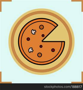 Pizza color icon. Pizzeria symbol. Isolated vector illustration. Pizza color icon