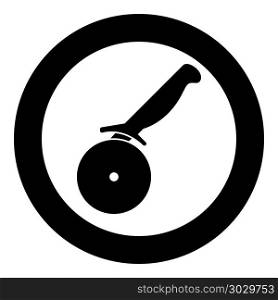 Pizza cutter ot pizza knife icon black color vector illustration simple image flat style