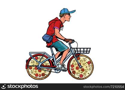 pizza delivery. bike courier service. Pop art retro vector illustration drawing. pizza delivery. bike courier service