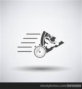 Pizza Delivery Icon. Dark Gray on Gray Background With Round Shadow. Vector Illustration.