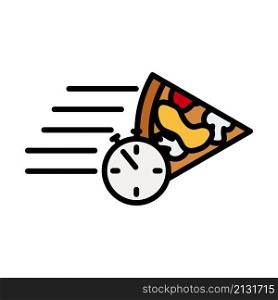 Pizza Delivery Icon. Editable Bold Outline With Color Fill Design. Vector Illustration.