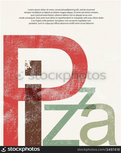 Pizza. Design print retro background