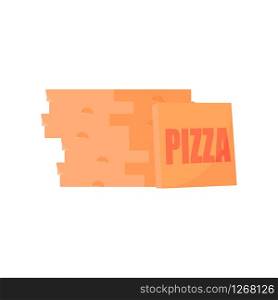 Pizza flat box cardboard isolated pizzeria package. Vector isolated illustration.